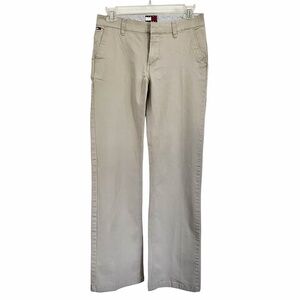 Tommy Hilfiger Jeans Size Small Chino Khaki Color Flat Front Boot Cut 5 Pockets